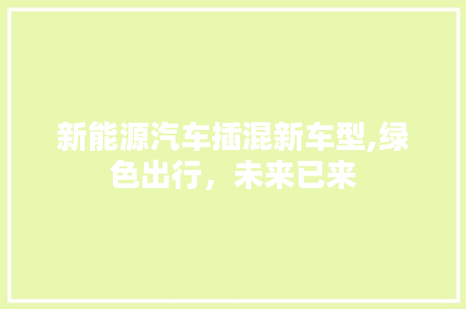 新能源汽车插混新车型,绿色出行，未来已来