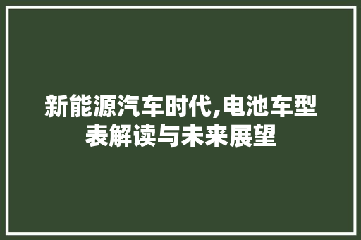 新能源汽车时代,电池车型表解读与未来展望