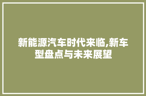 新能源汽车时代来临,新车型盘点与未来展望