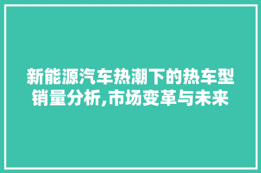 新能源汽车热潮下的热车型销量分析,市场变革与未来展望