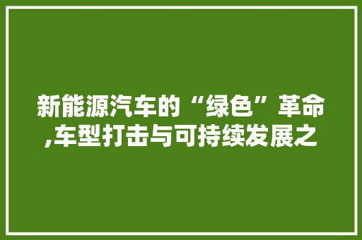新能源汽车的“绿色”革命,车型打击与可持续发展之路
