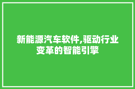 新能源汽车软件,驱动行业变革的智能引擎