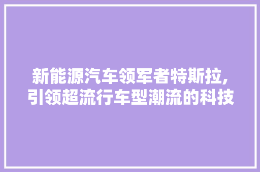 新能源汽车领军者特斯拉,引领超流行车型潮流的科技巨头
