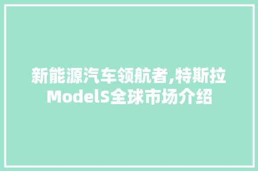 新能源汽车领航者,特斯拉ModelS全球市场介绍