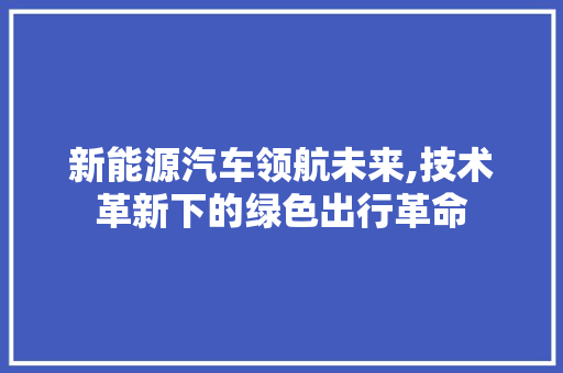 新能源汽车领航未来,技术革新下的绿色出行革命