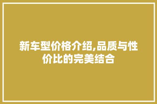 新车型价格介绍,品质与性价比的完美结合