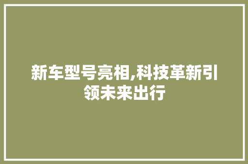 新车型号亮相,科技革新引领未来出行
