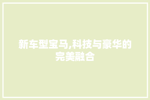 新车型宝马,科技与豪华的完美融合