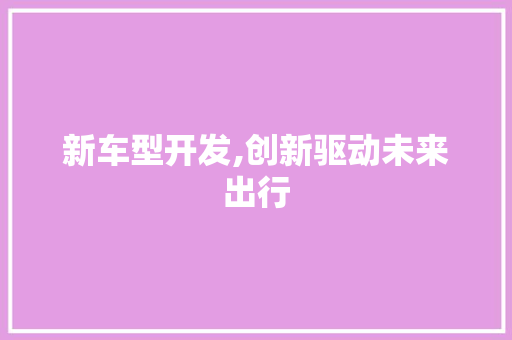 新车型开发,创新驱动未来出行