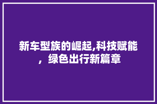 新车型族的崛起,科技赋能，绿色出行新篇章