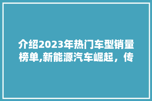 介绍2023年热门车型销量榜单,新能源汽车崛起，传统燃油车面临挑战