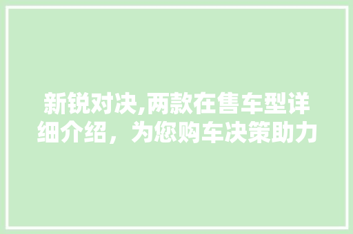 新锐对决,两款在售车型详细介绍，为您购车决策助力