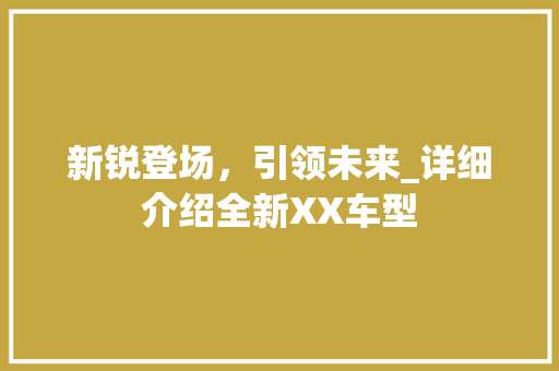 新锐登场，引领未来_详细介绍全新XX车型