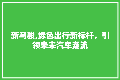 新马骏,绿色出行新标杆，引领未来汽车潮流