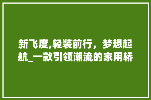 新飞度,轻装前行，梦想起航_一款引领潮流的家用轿车