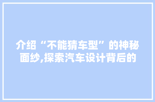 介绍“不能猜车型”的神秘面纱,探索汽车设计背后的智慧与挑战 车灯配件