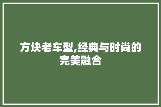 方块老车型,经典与时尚的完美融合