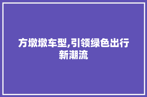 方墩墩车型,引领绿色出行新潮流