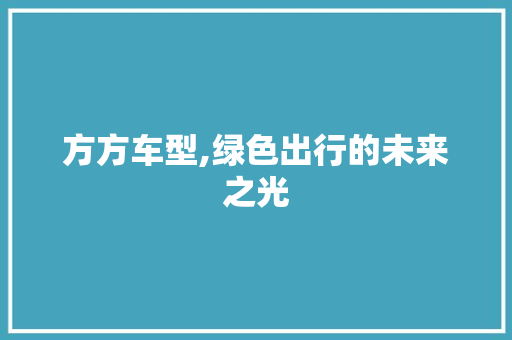 方方车型,绿色出行的未来之光