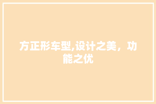 方正形车型,设计之美，功能之优