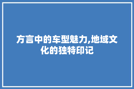 方言中的车型魅力,地域文化的独特印记