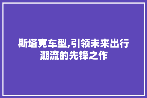 斯塔克车型,引领未来出行潮流的先锋之作