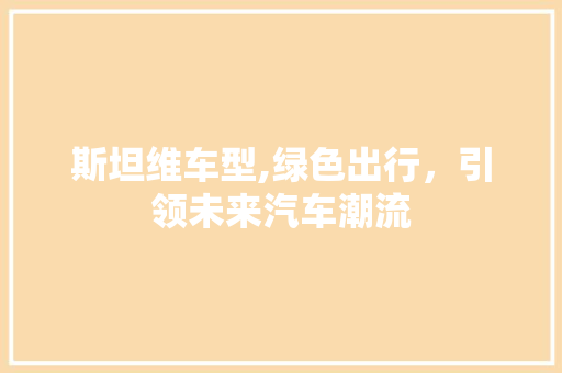 斯坦维车型,绿色出行，引领未来汽车潮流