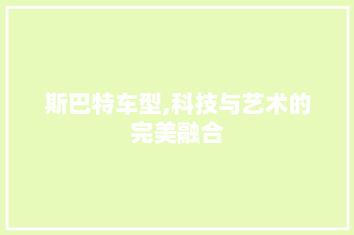 斯巴特车型,科技与艺术的完美融合