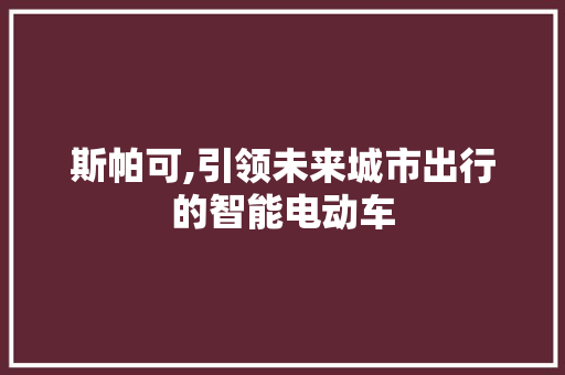 斯帕可,引领未来城市出行的智能电动车