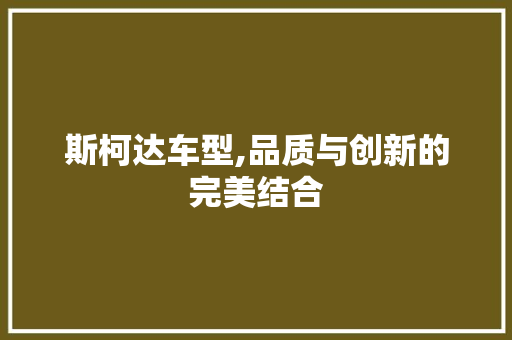 斯柯达车型,品质与创新的完美结合
