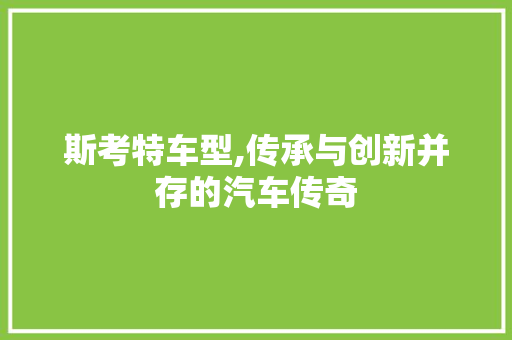 斯考特车型,传承与创新并存的汽车传奇