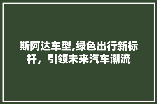 斯阿达车型,绿色出行新标杆，引领未来汽车潮流