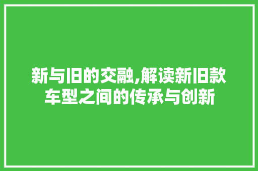 新与旧的交融,解读新旧款车型之间的传承与创新
