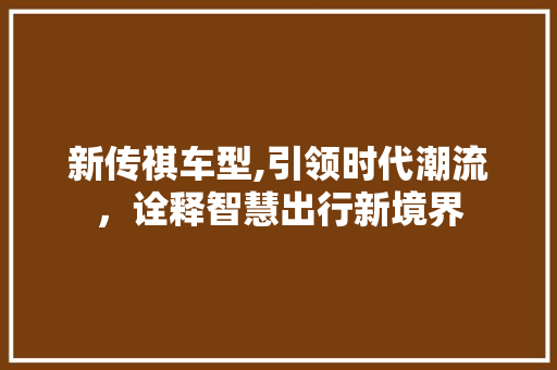 新传祺车型,引领时代潮流，诠释智慧出行新境界