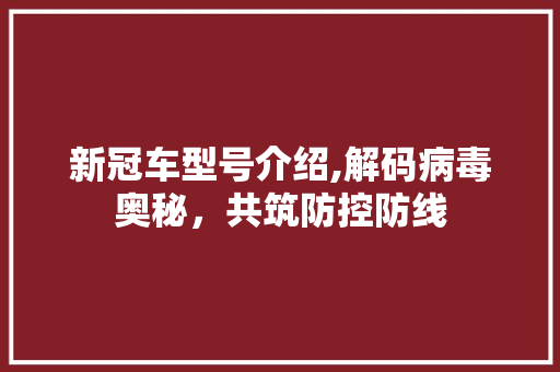 新冠车型号介绍,解码病毒奥秘，共筑防控防线