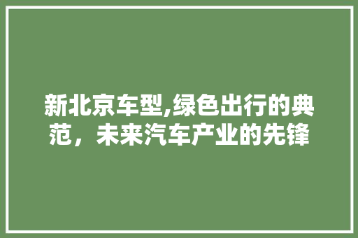 新北京车型,绿色出行的典范，未来汽车产业的先锋