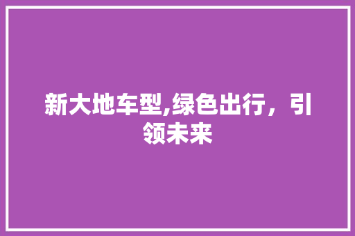 新大地车型,绿色出行，引领未来