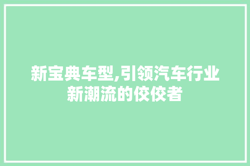 新宝典车型,引领汽车行业新潮流的佼佼者
