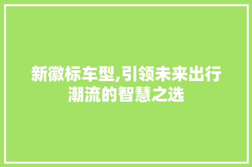 新徽标车型,引领未来出行潮流的智慧之选