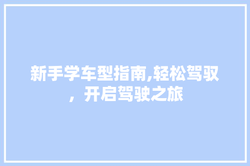 新手学车型指南,轻松驾驭，开启驾驶之旅