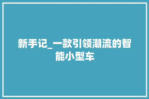 新手记_一款引领潮流的智能小型车