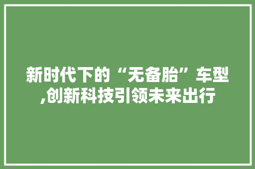 新时代下的“无备胎”车型,创新科技引领未来出行
