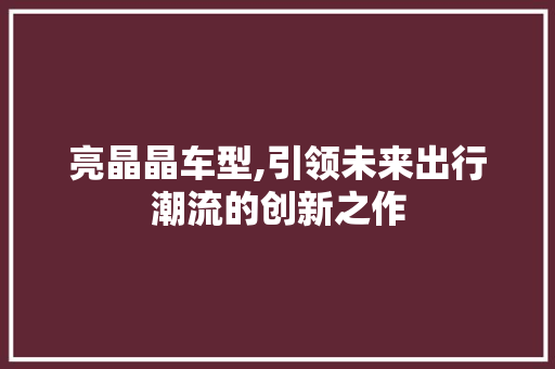亮晶晶车型,引领未来出行潮流的创新之作