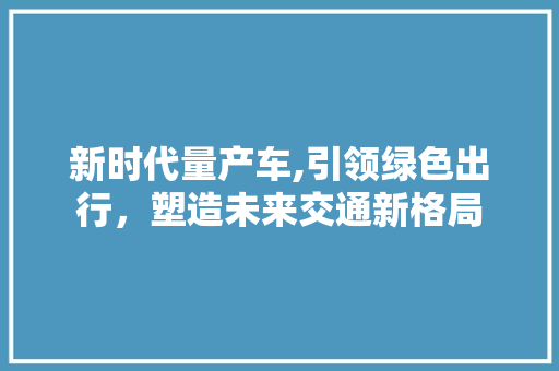 新时代量产车,引领绿色出行，塑造未来交通新格局