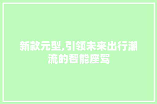 新款元型,引领未来出行潮流的智能座驾
