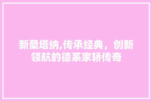 新桑塔纳,传承经典，创新领航的德系家轿传奇