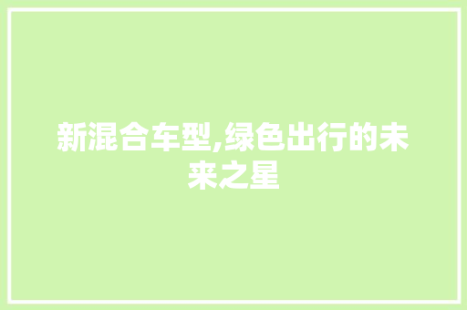 新混合车型,绿色出行的未来之星 车身配件