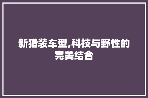 新猎装车型,科技与野性的完美结合