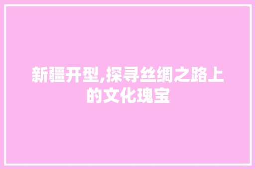 新疆开型,探寻丝绸之路上的文化瑰宝