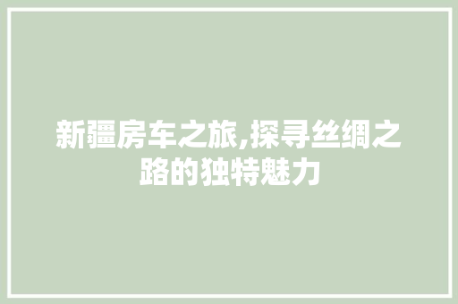 新疆房车之旅,探寻丝绸之路的独特魅力